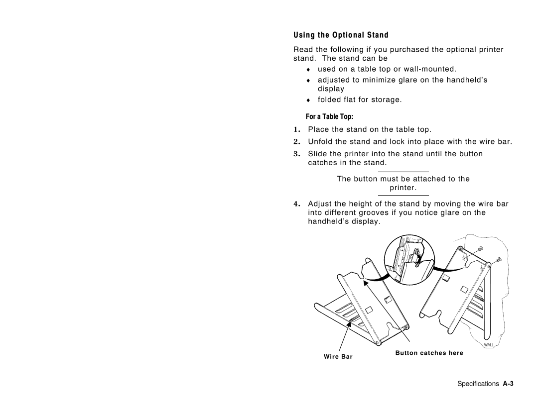 Paxar 6017 manual Using the Optional Stand 