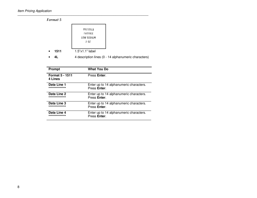 Paxar 6030 manual Format 