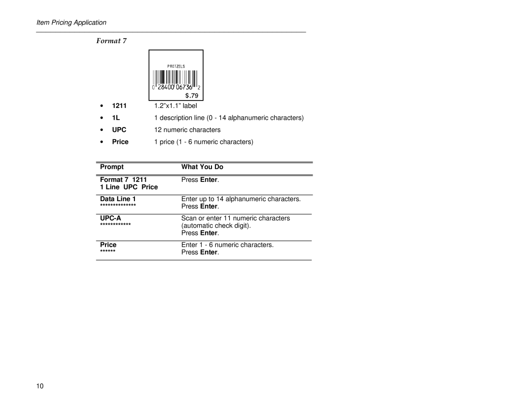 Paxar 6030 manual Format 