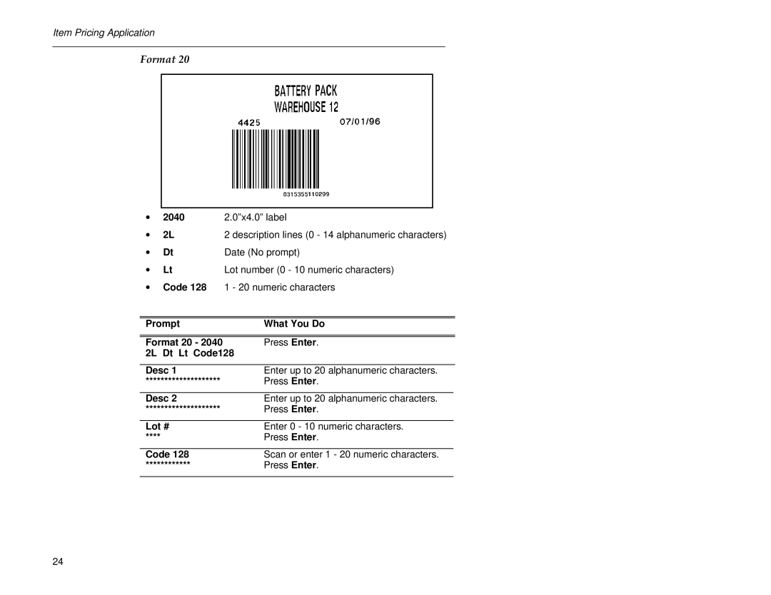 Paxar 6030 manual 2040 