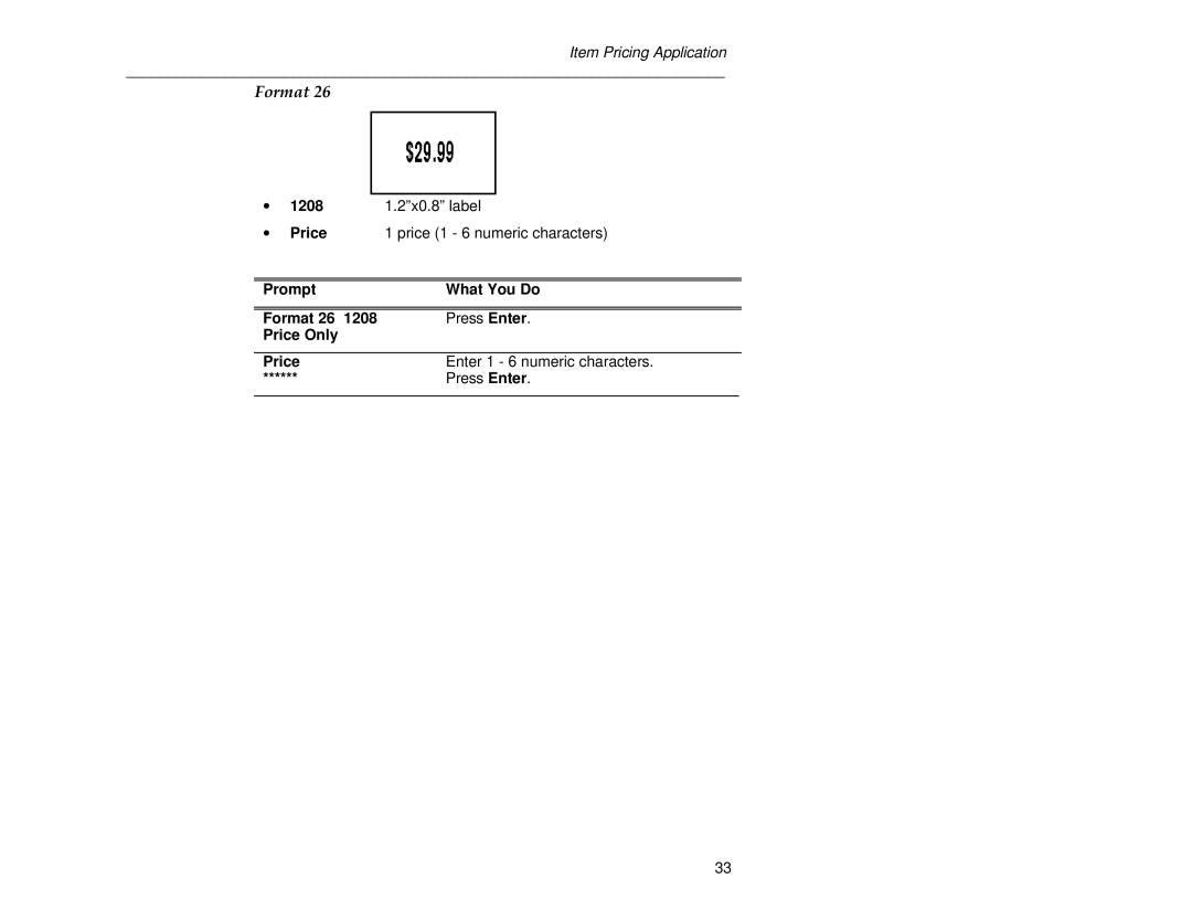 Paxar 6030 manual Format 