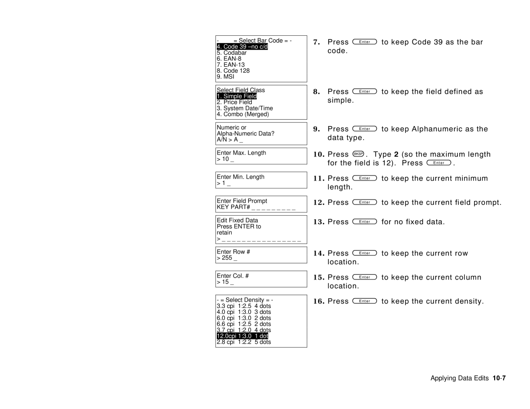 Paxar 6035 manual Code 39 -no c/d 