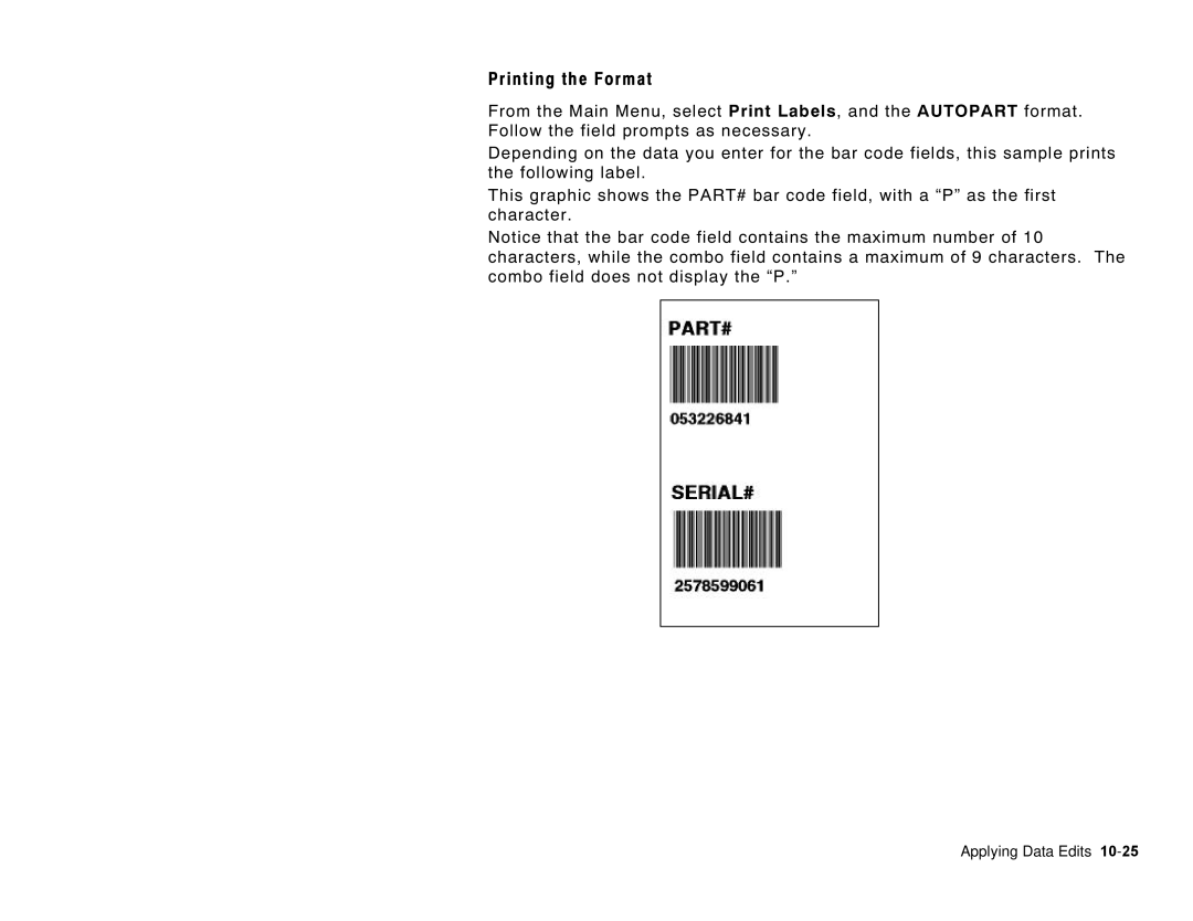 Paxar 6035 manual Printing the Format 