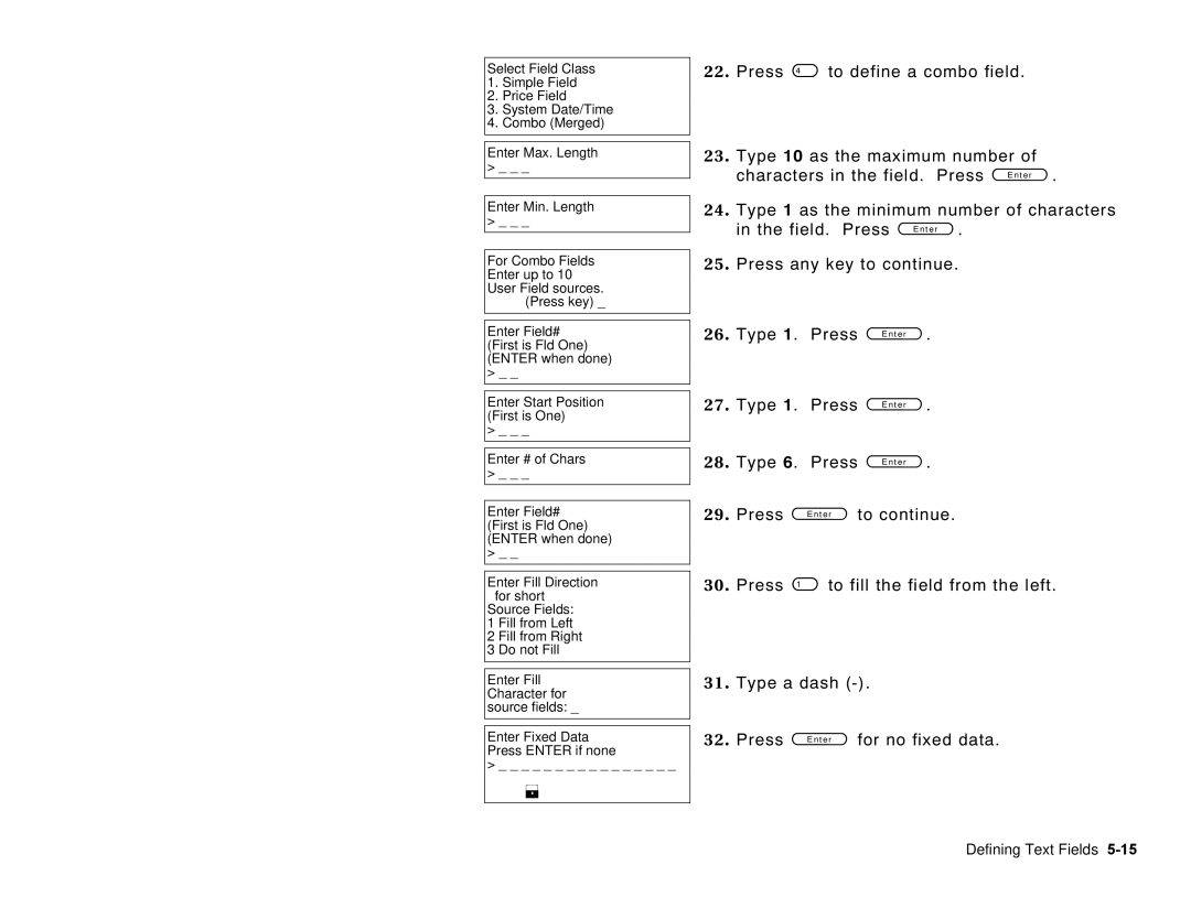 Paxar 6035 manual Defining Text Fields 