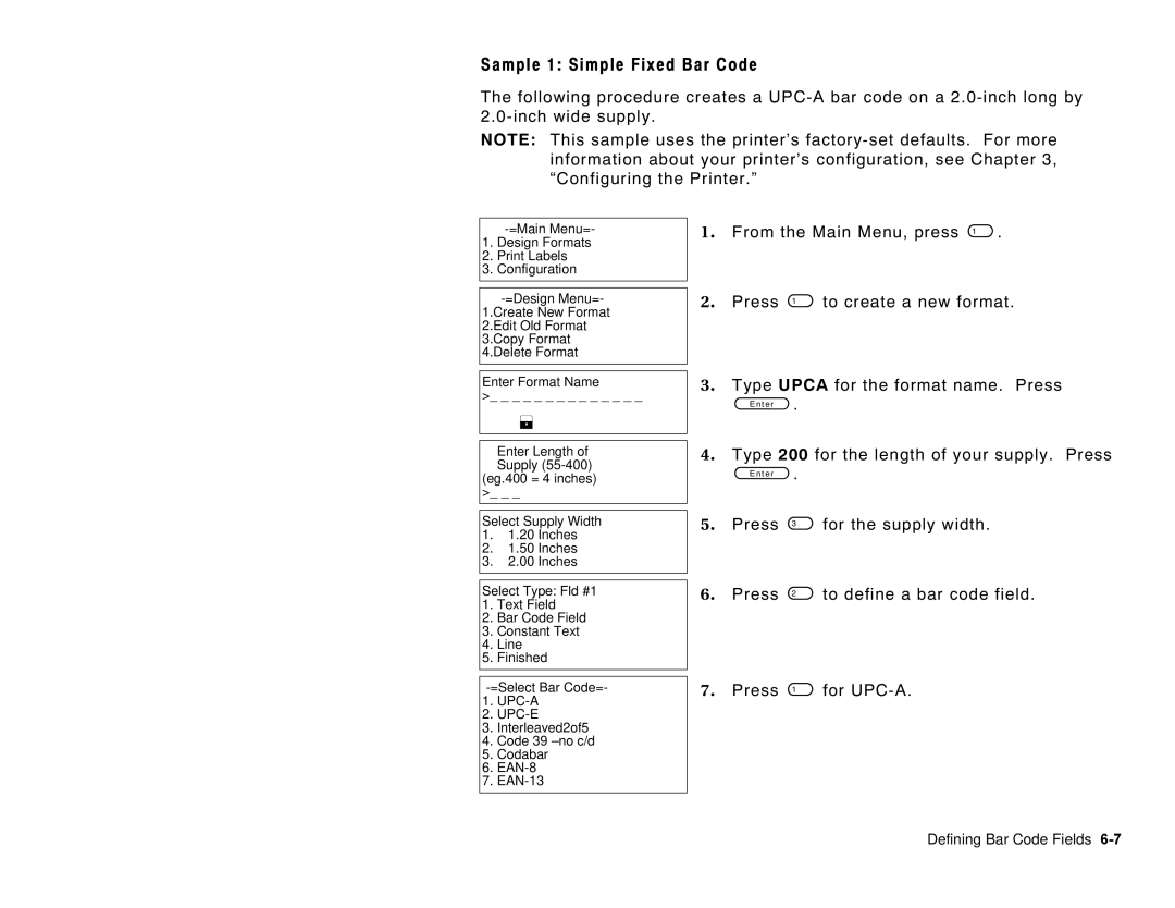 Paxar 6035 manual Sample 1 Simple Fixed Bar Code 