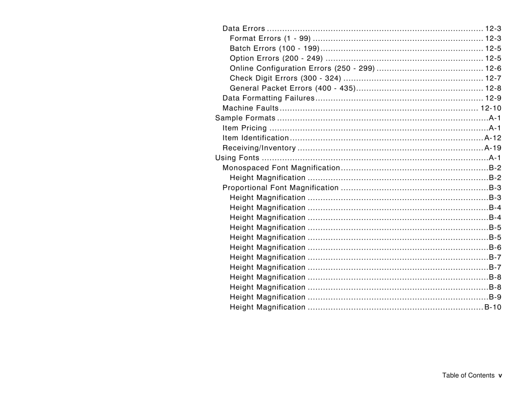 Paxar 6035 manual Table of Contents 