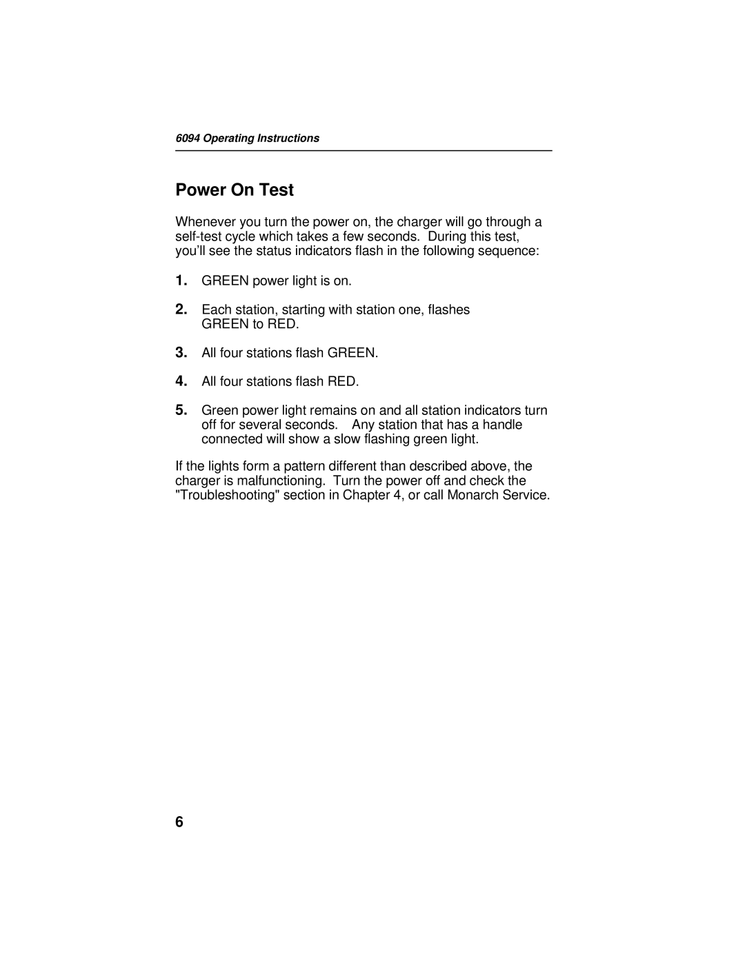 Paxar 6094 operating instructions Power On Test 