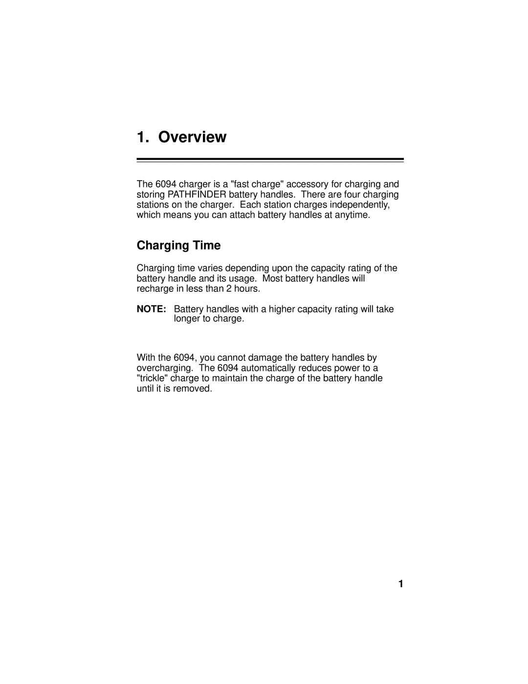 Paxar 6094 operating instructions Overview, Charging Time 