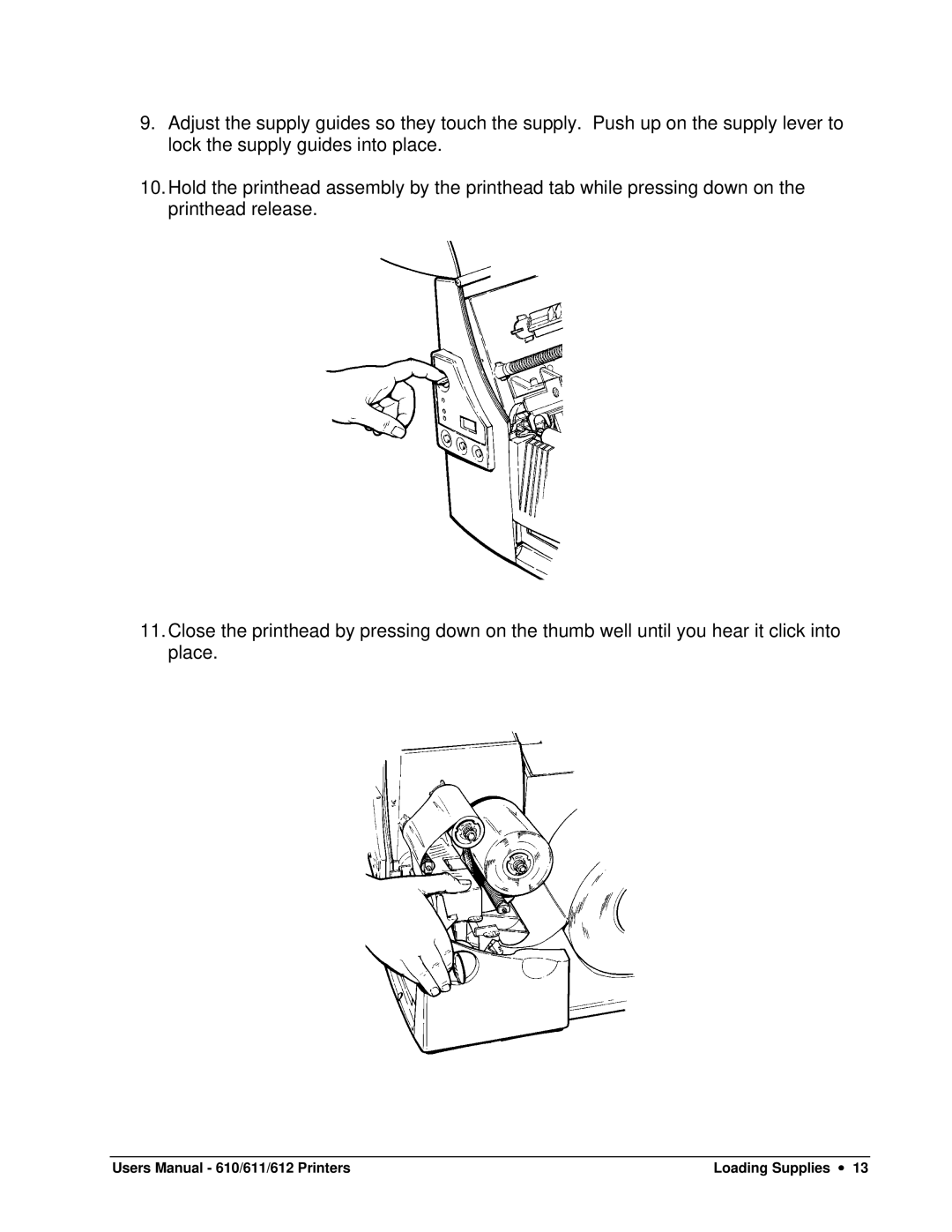 Paxar 612, 611, 610 user manual Loading Supplies ∙ 