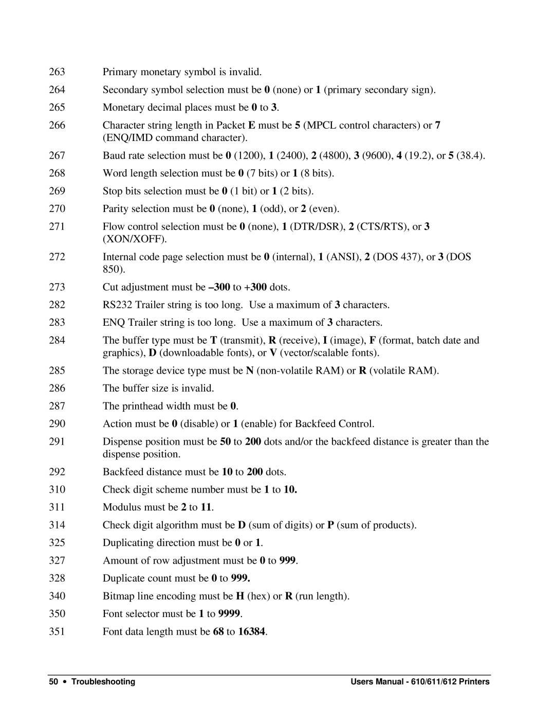 Paxar 611, 610, 612 user manual 50 ∙ Troubleshooting 