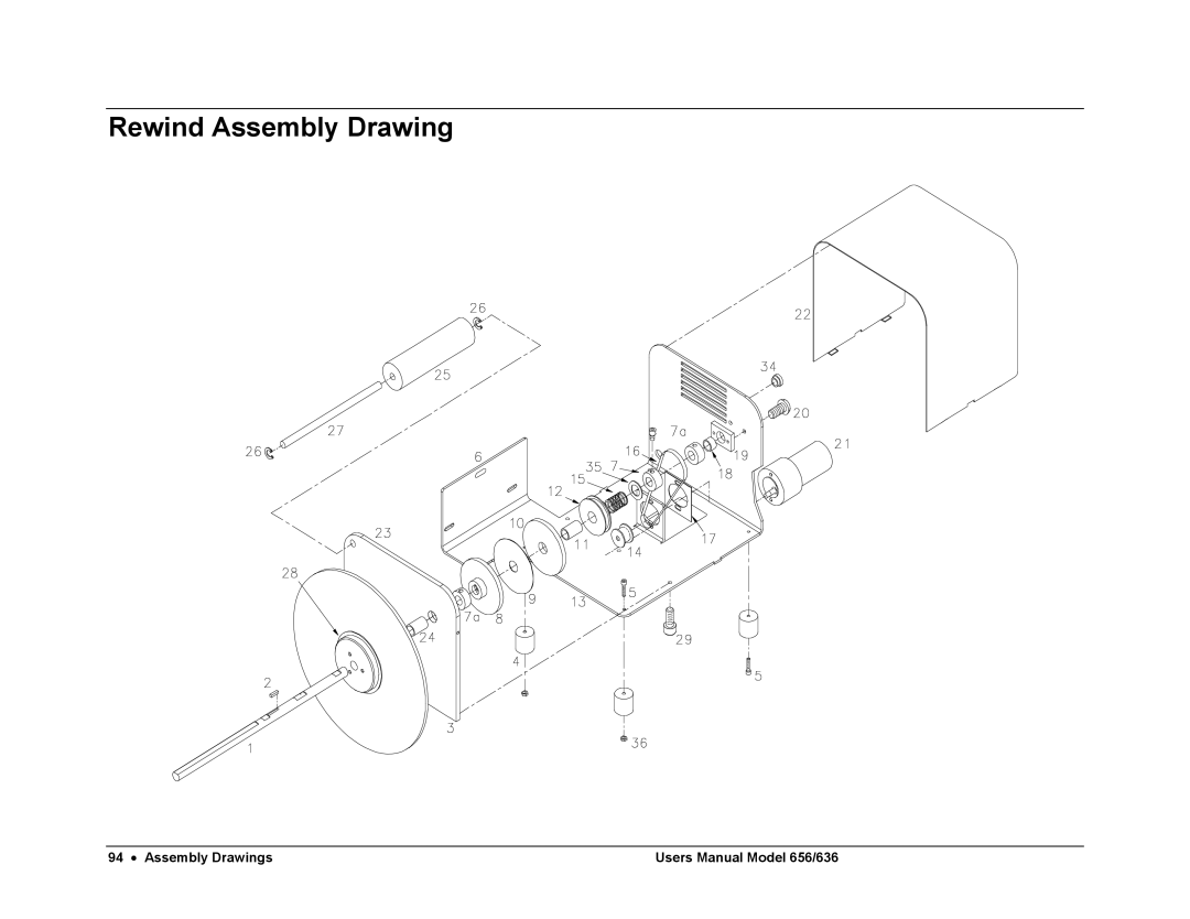 Paxar 656 / 636 user manual Rewind Assembly Drawing 