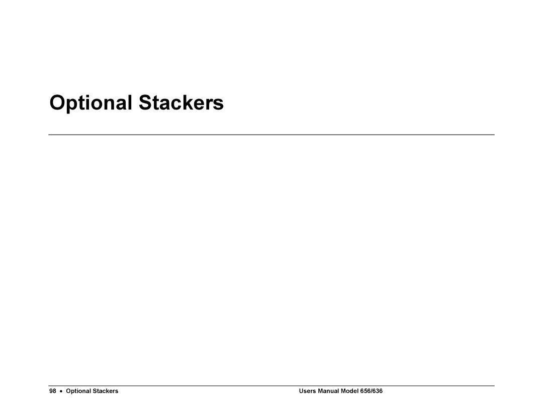 Paxar 656 / 636 user manual Optional Stackers 