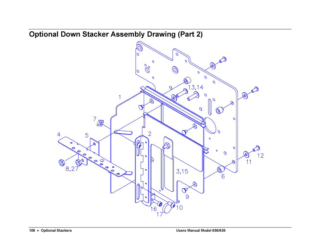 Paxar 656 / 636 user manual Optional Down Stacker Assembly Drawing Part 