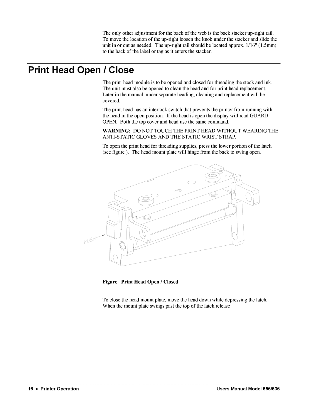 Paxar 656 / 636 user manual Figure Print Head Open / Closed 