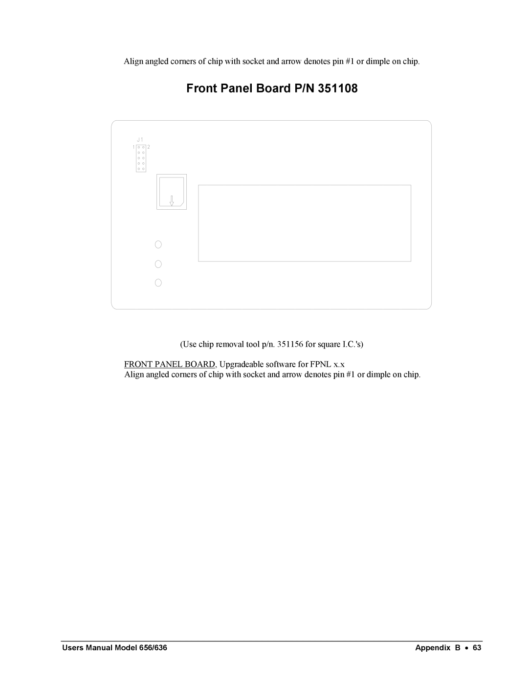 Paxar 656 / 636 user manual Front Panel Board P/N 