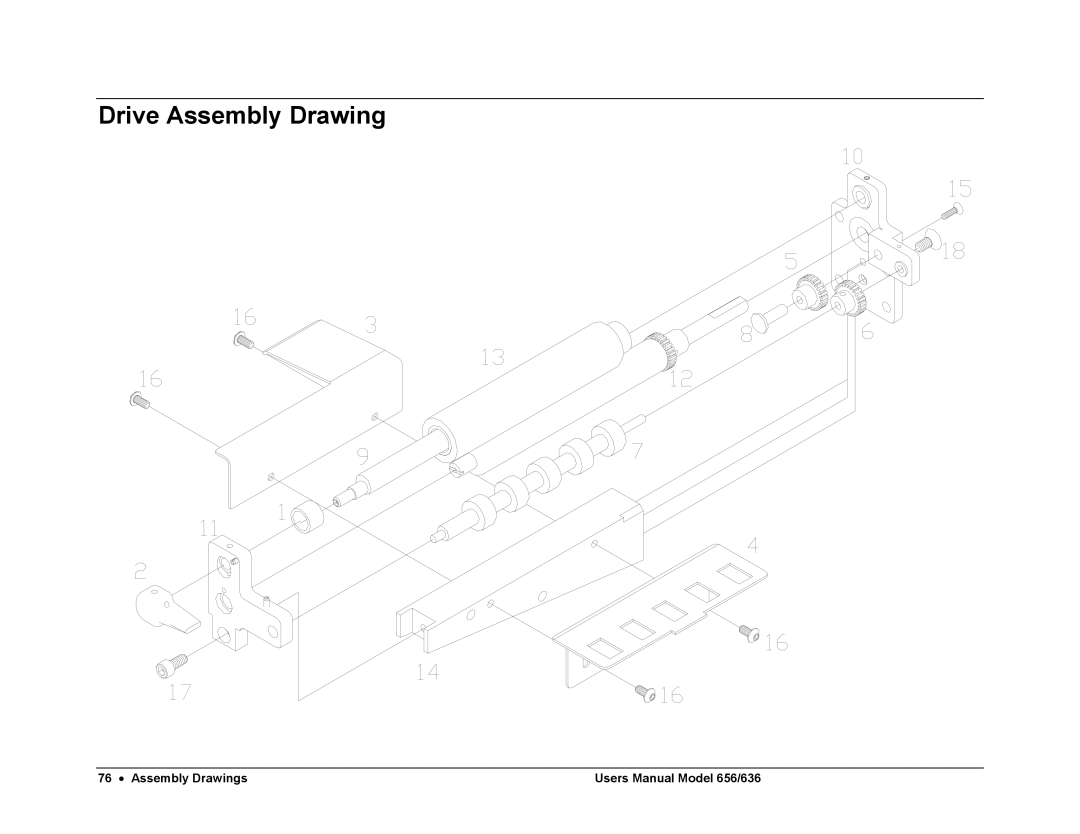 Paxar 656 / 636 user manual Drive Assembly Drawing 