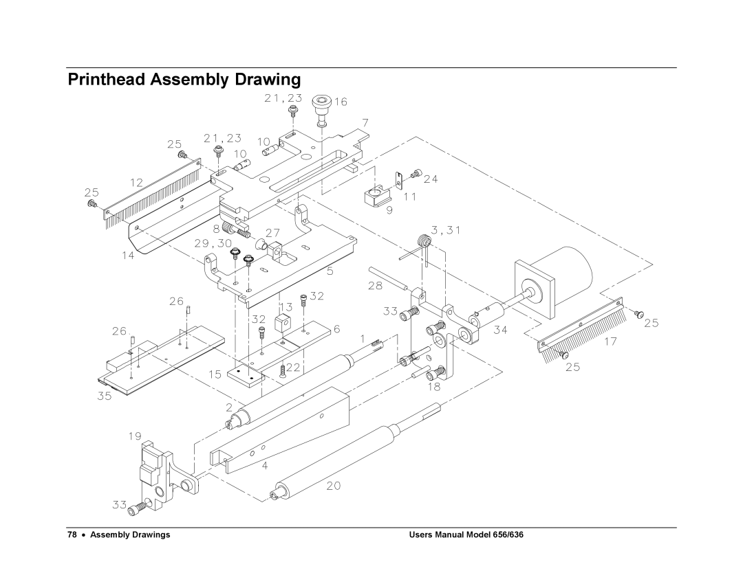 Paxar 656 / 636 user manual Printhead Assembly Drawing 