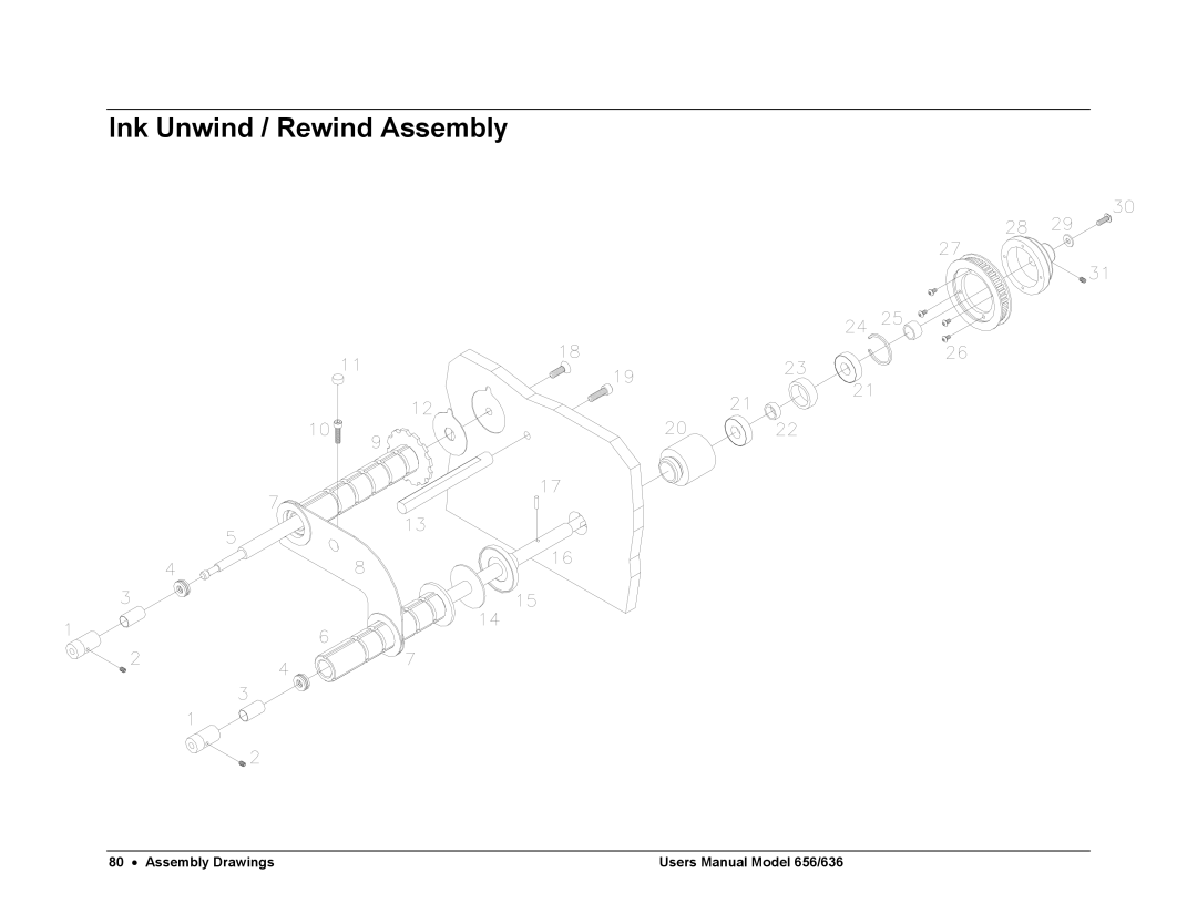 Paxar 656 / 636 user manual Ink Unwind / Rewind Assembly 