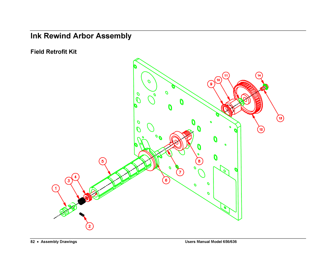 Paxar 656 / 636 user manual Ink Rewind Arbor Assembly, Field Retrofit Kit 