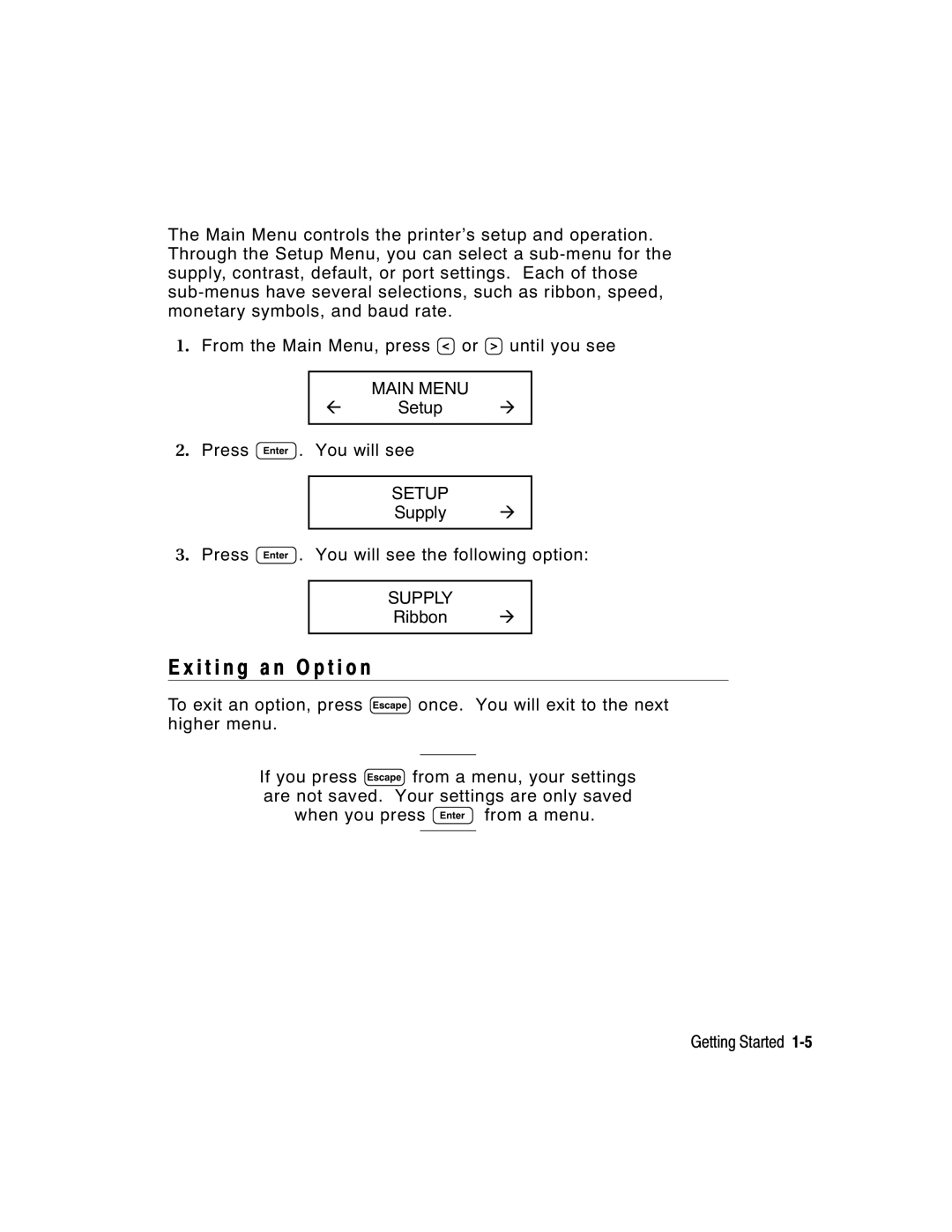 Paxar 917 manual I t i n g a n O p t i o n, Setup, Supply 