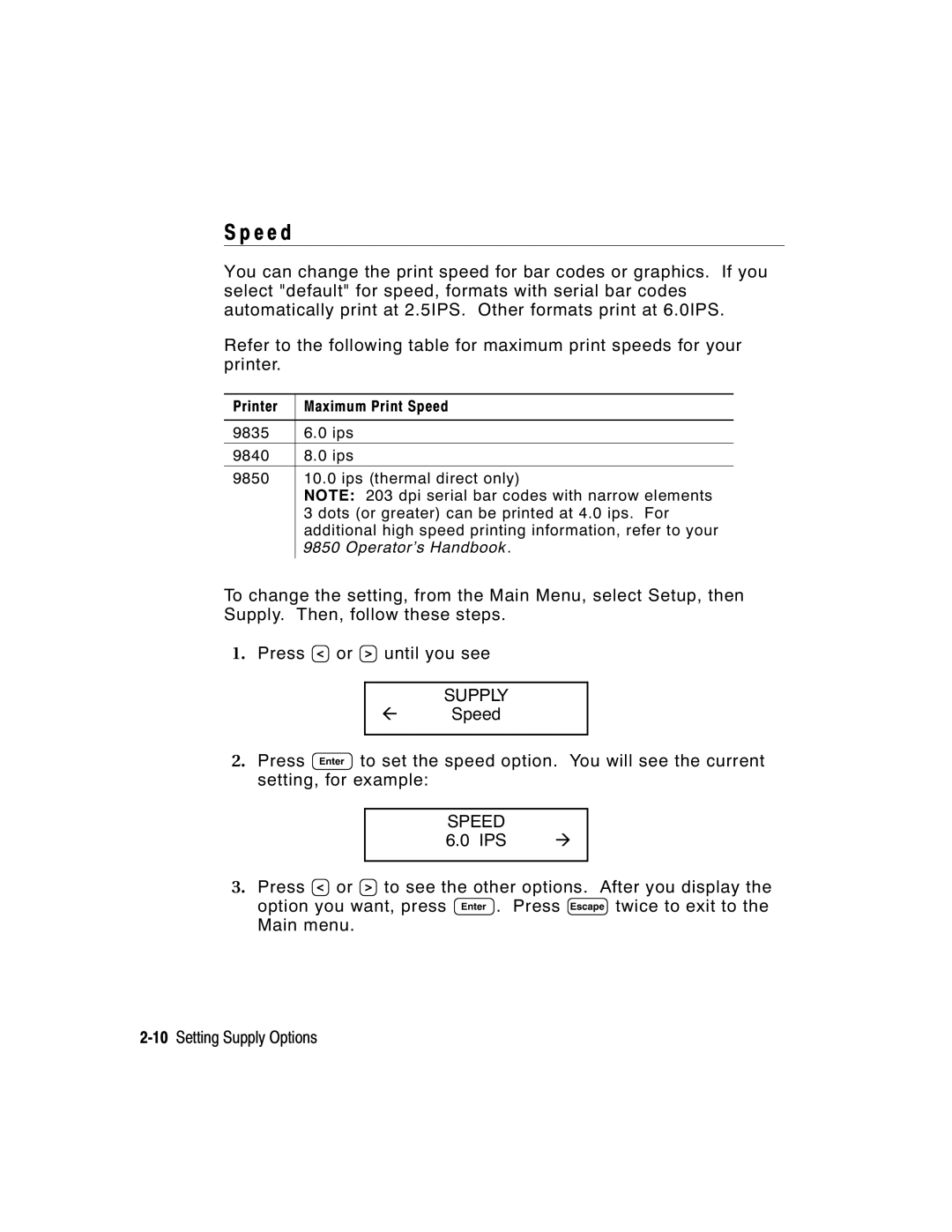 Paxar 917 manual E e d, Speed 