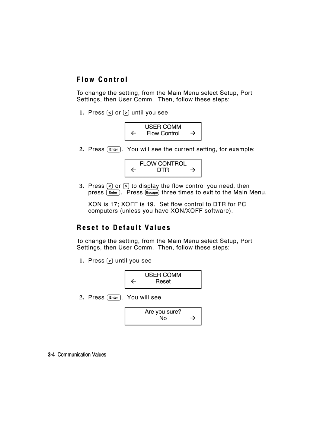 Paxar 917 manual O w C o n t r o l, S e t t o D e Fault V a l u e s, Flow Control 