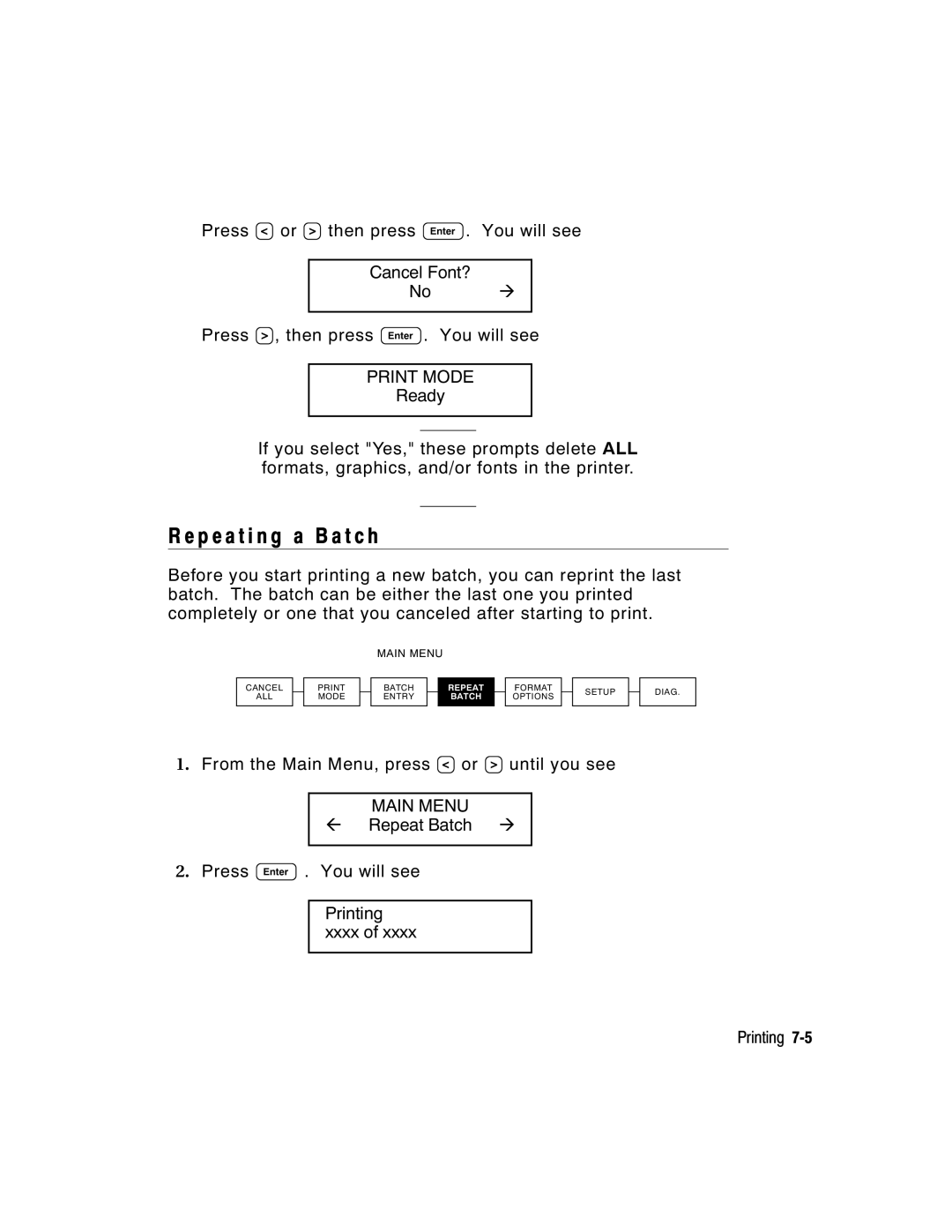 Paxar 917 manual P e a t i n g a B a t c h, Print Mode 