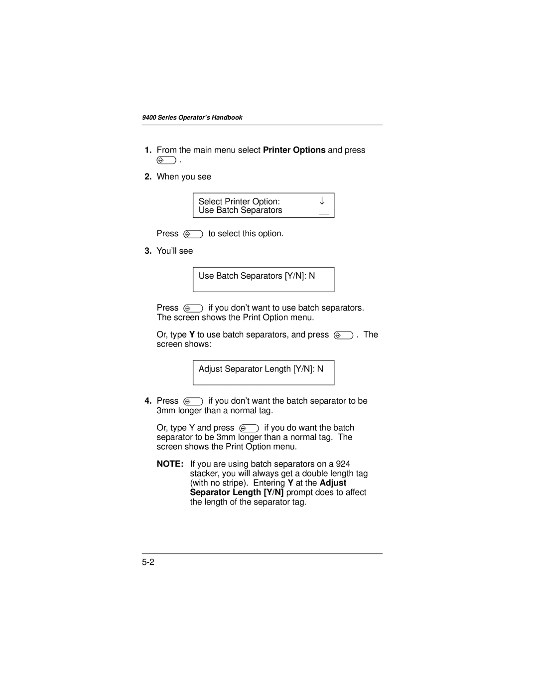 Paxar 9400 manual Series Operators Handbook 