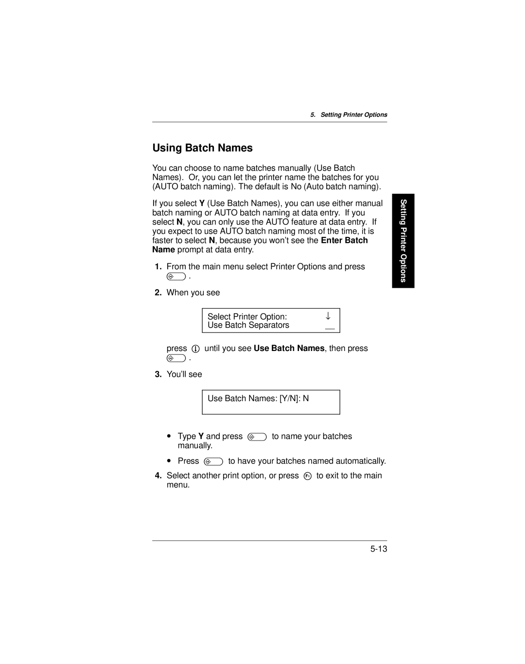 Paxar 9400 manual Using Batch Names 