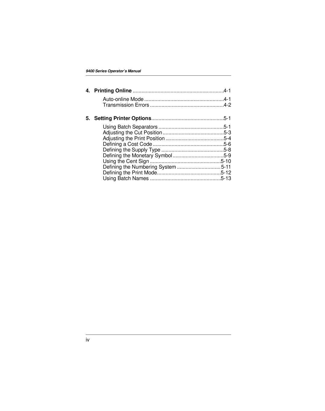 Paxar 9400 manual Series Operators Manual 