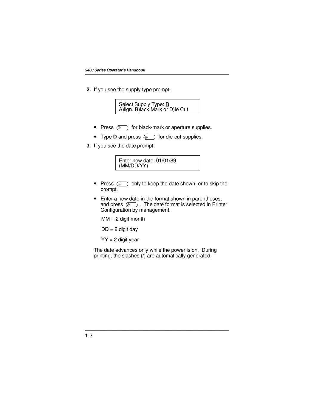 Paxar 9400 manual Series Operators Handbook 