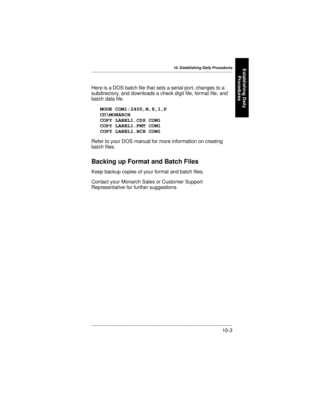 Paxar 9401 manual Backing up Format and Batch Files 