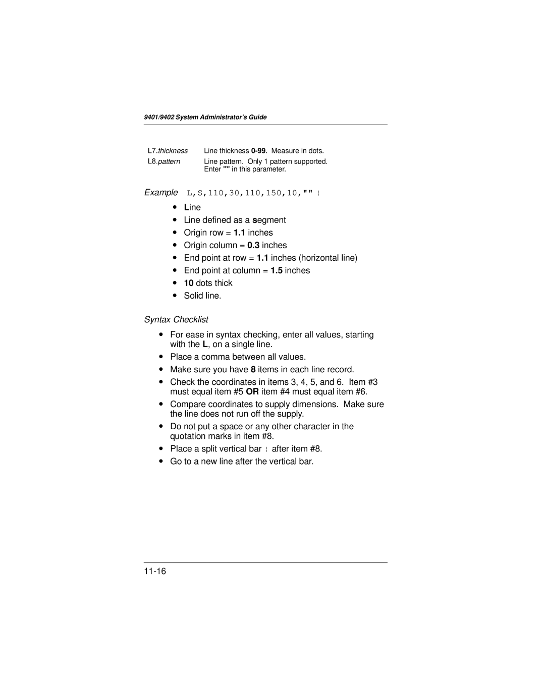 Paxar 9401 manual Example L,S,110,30,110,150,10, p 