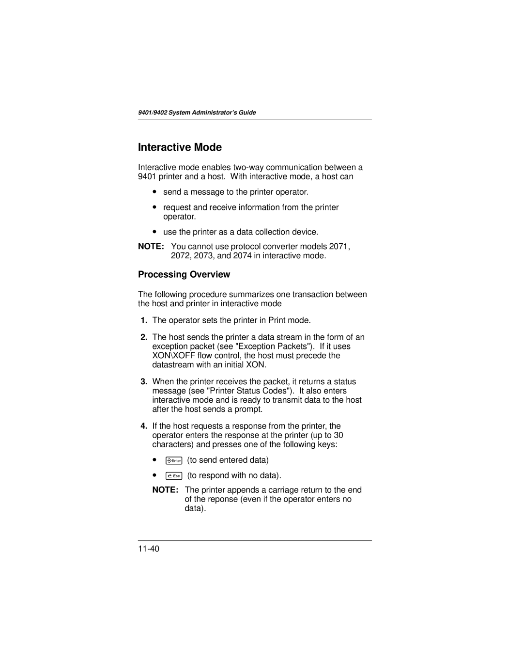 Paxar 9401 manual Interactive Mode, Processing Overview 