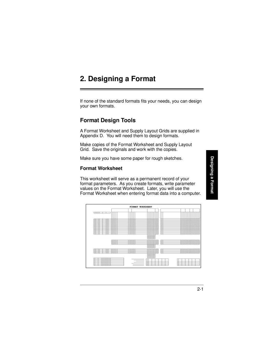 Paxar 9401 manual Designing a Format, Format Design Tools, Format Worksheet 