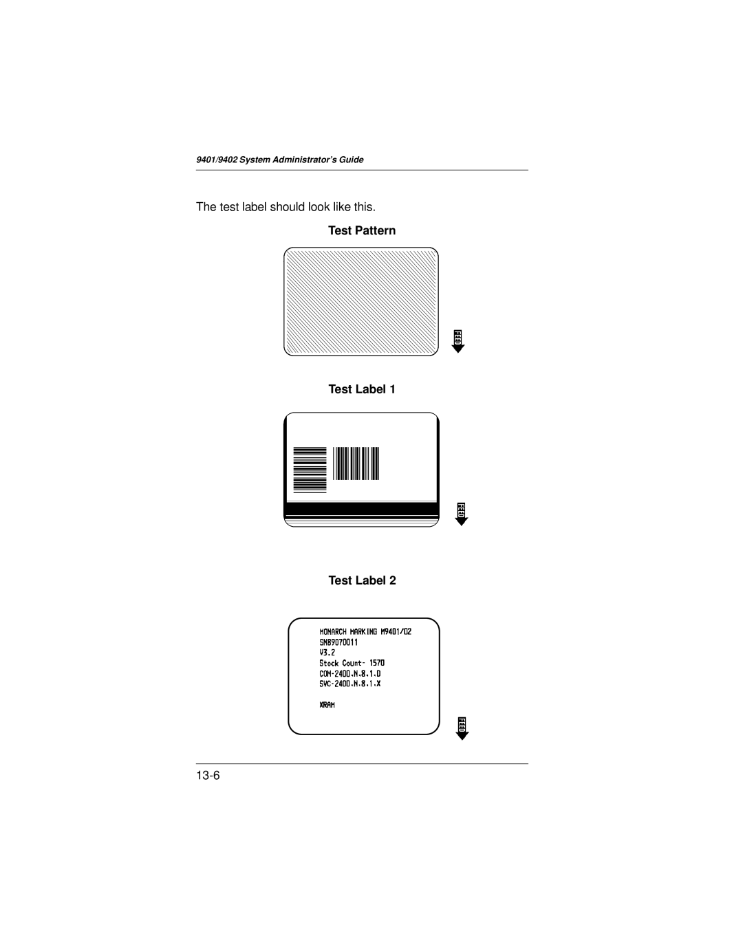 Paxar 9401 manual Test Pattern Test Label 