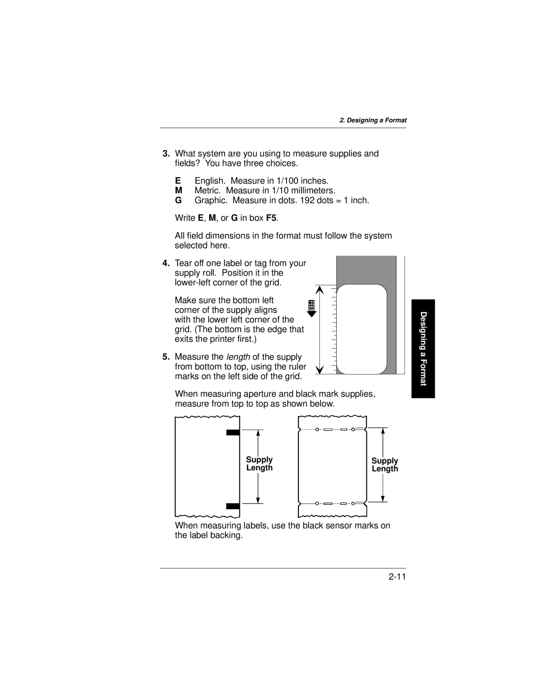 Paxar 9401 manual Supply Length 