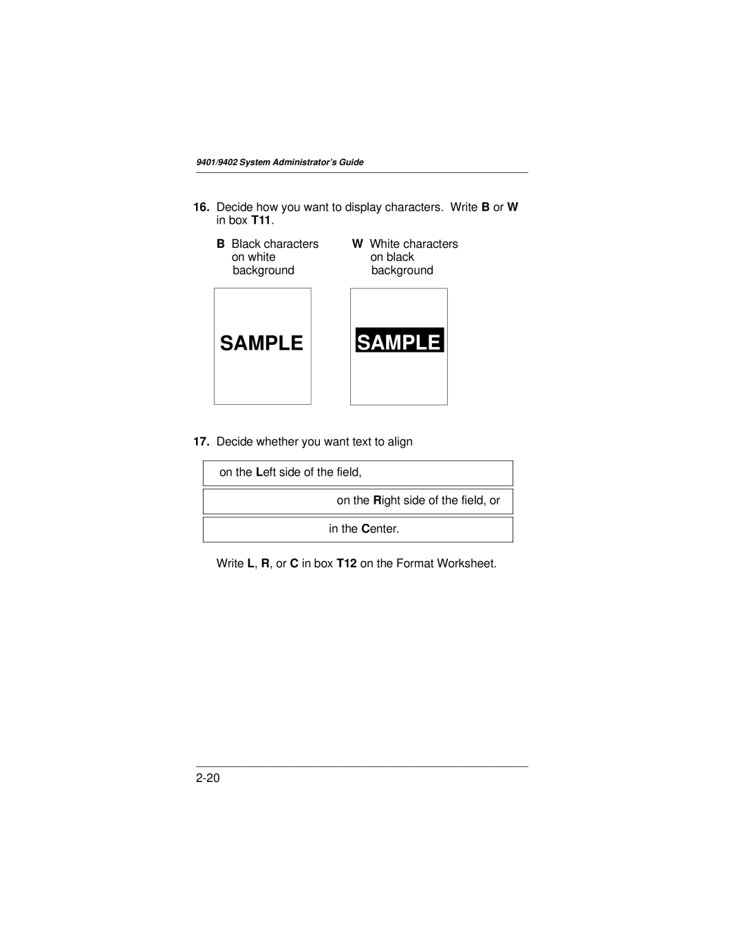 Paxar 9401 manual Sample 