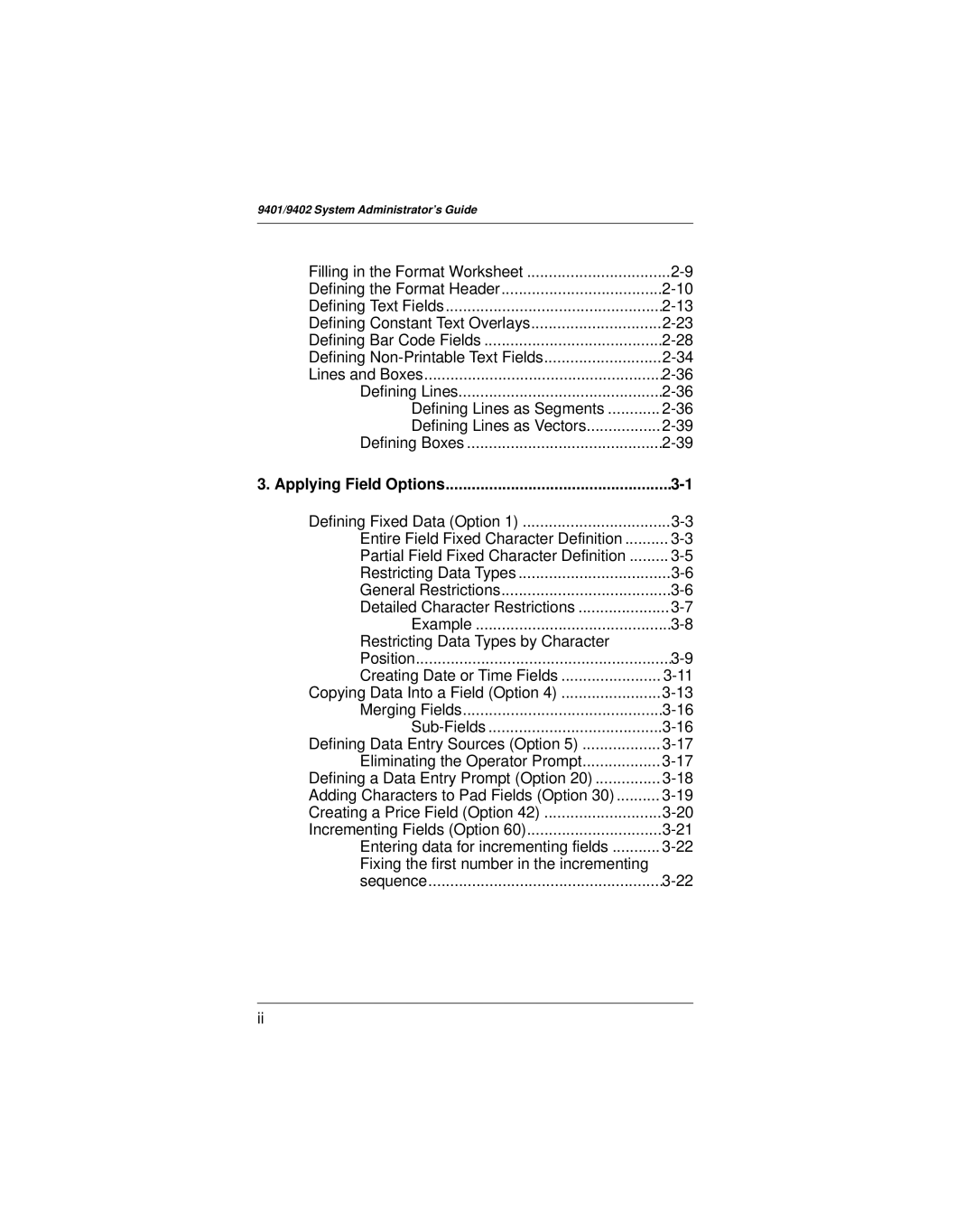 Paxar 9401 manual Restricting Data Types by Character 