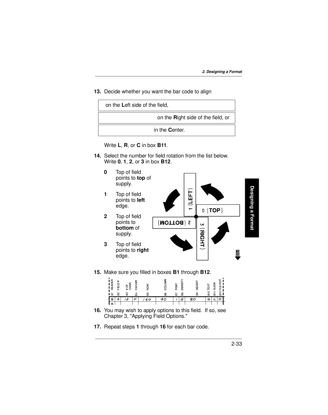 Paxar 9401 manual Designing a Format 