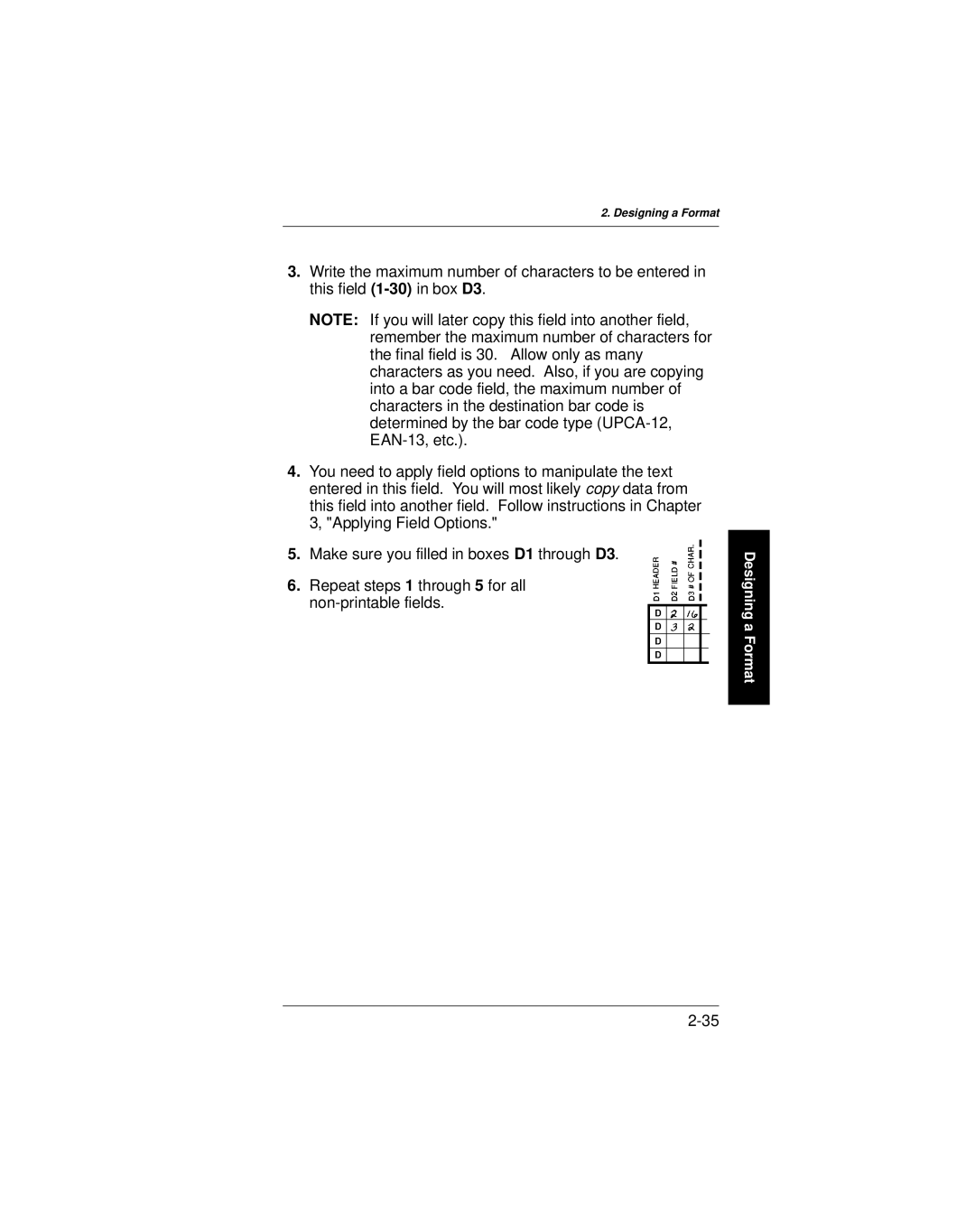 Paxar 9401 manual Designing a Format 