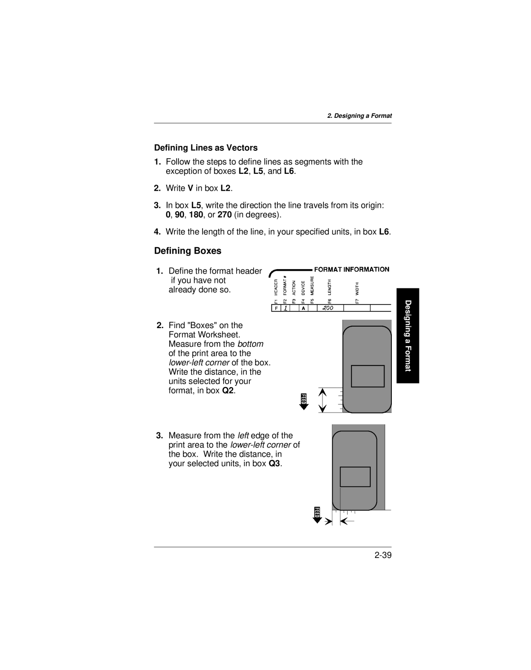 Paxar 9401 manual Defining Boxes, Defining Lines as Vectors 