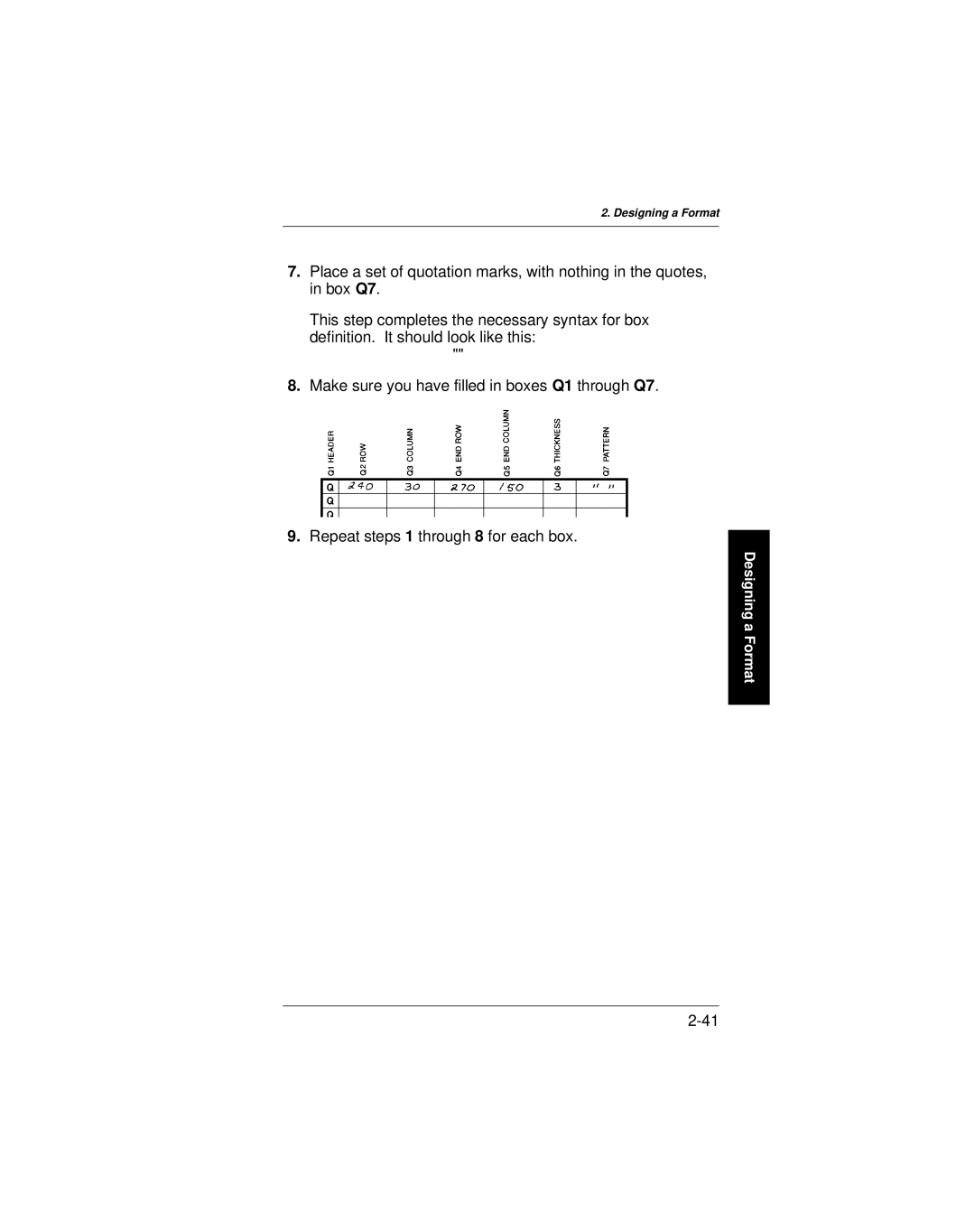 Paxar 9401 manual Designing a Format 