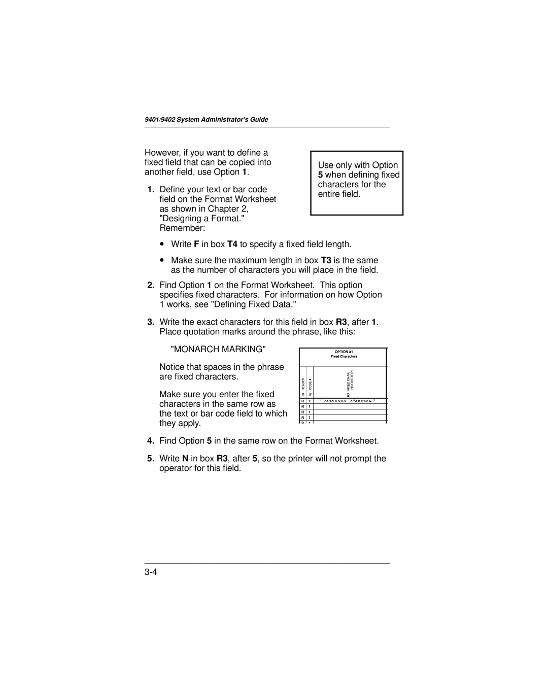 Paxar 9401 manual Monarch Marking 