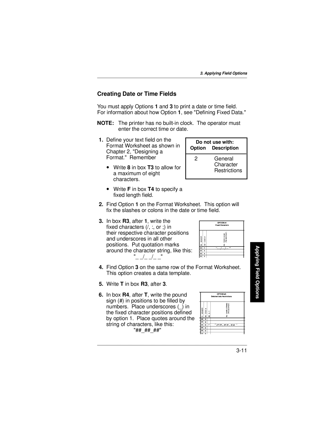 Paxar 9401 manual Creating Date or Time Fields 