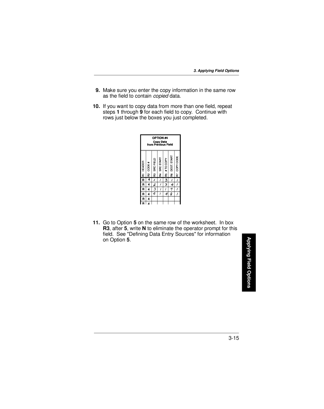 Paxar 9401 manual On Option 5.Applying FieldOptions 