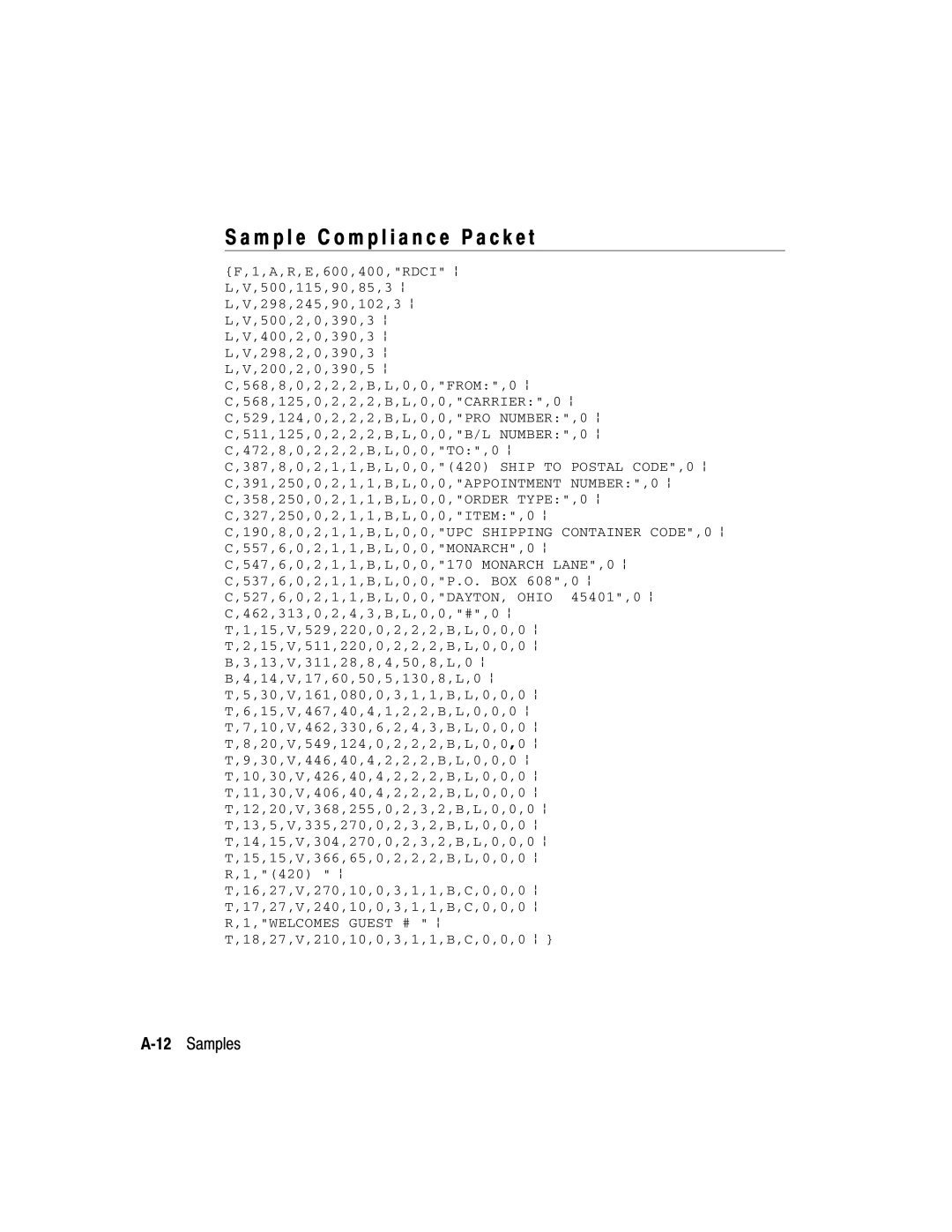 Paxar 9403, 9402 manual M p l e C o m p l i a n c e P a c k e t, 12Samples 