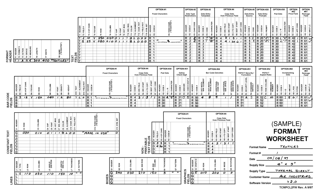 Paxar 9403, 9402 manual Sample 