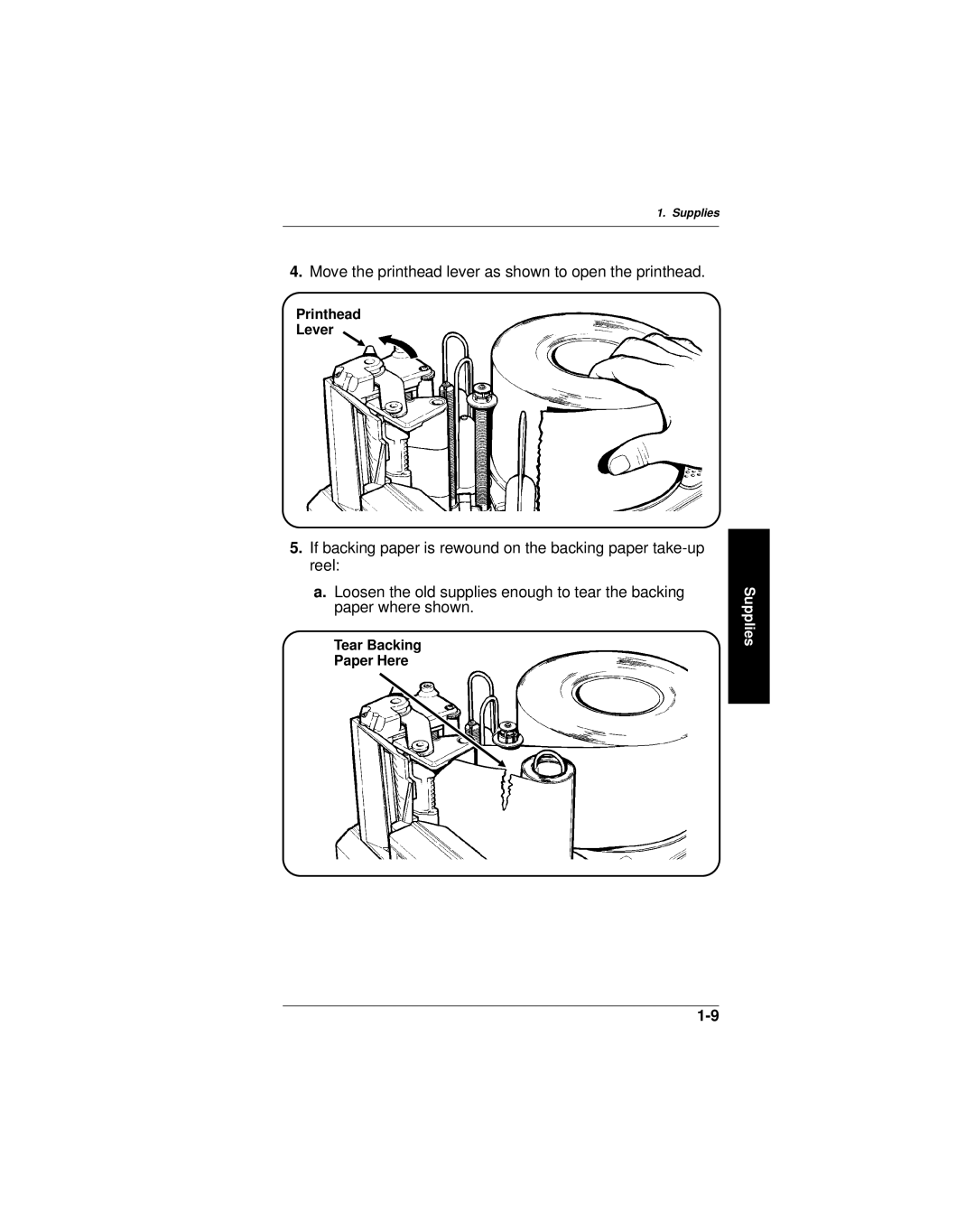 Paxar 9406 manual Tear Backing Paper Here 