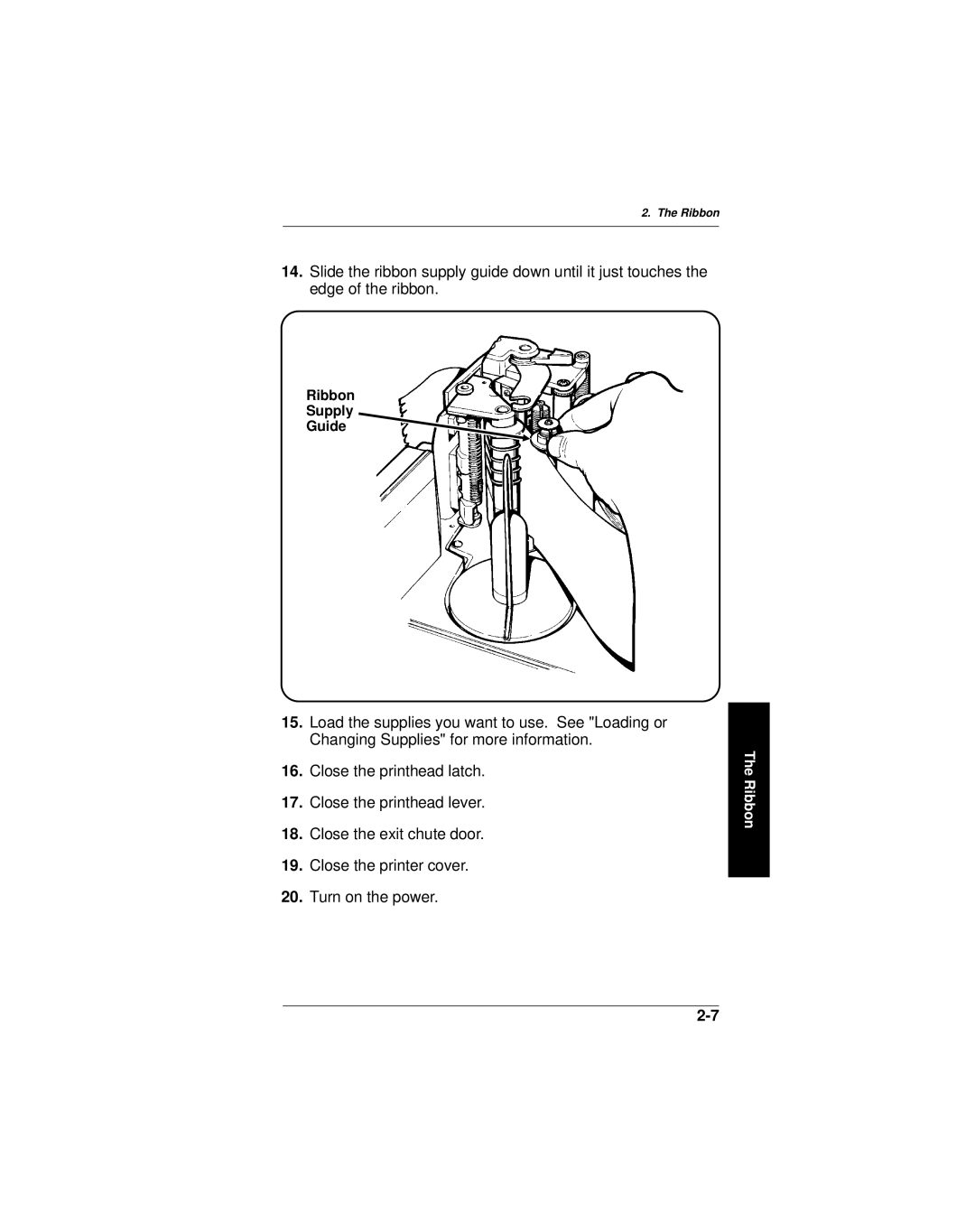 Paxar 9406 manual Ribbon Supply Guide 